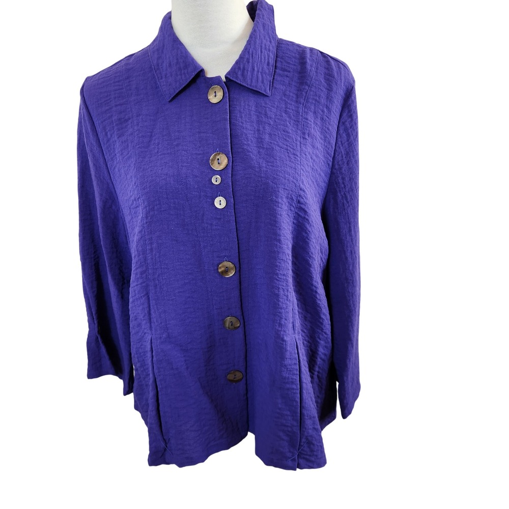 Habitat Clothes To Live In Purple Textured Button Front Jacket Blouse Womens M